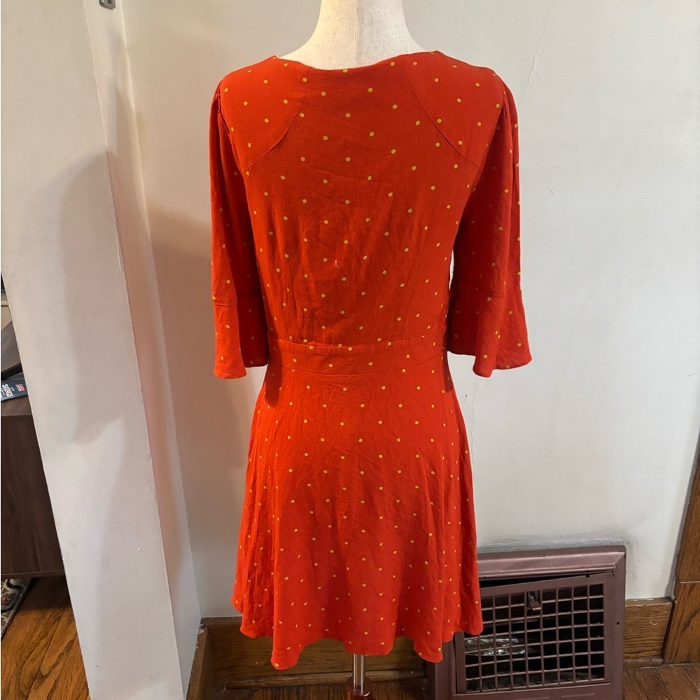 Free People All Yours Mini Dress Polka Dot Flame Red Size 6 Medium - Picture 6 of 7